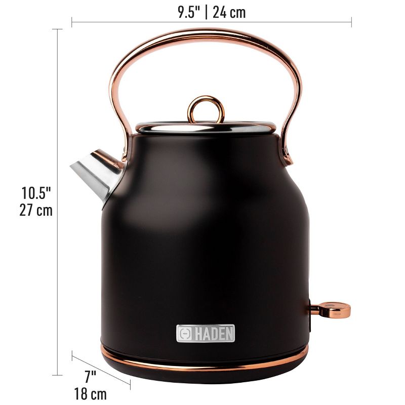 Heritage 1.7 Lt Stainless Steel Electric Kettle with Auto Shut-Off - Copper/Black