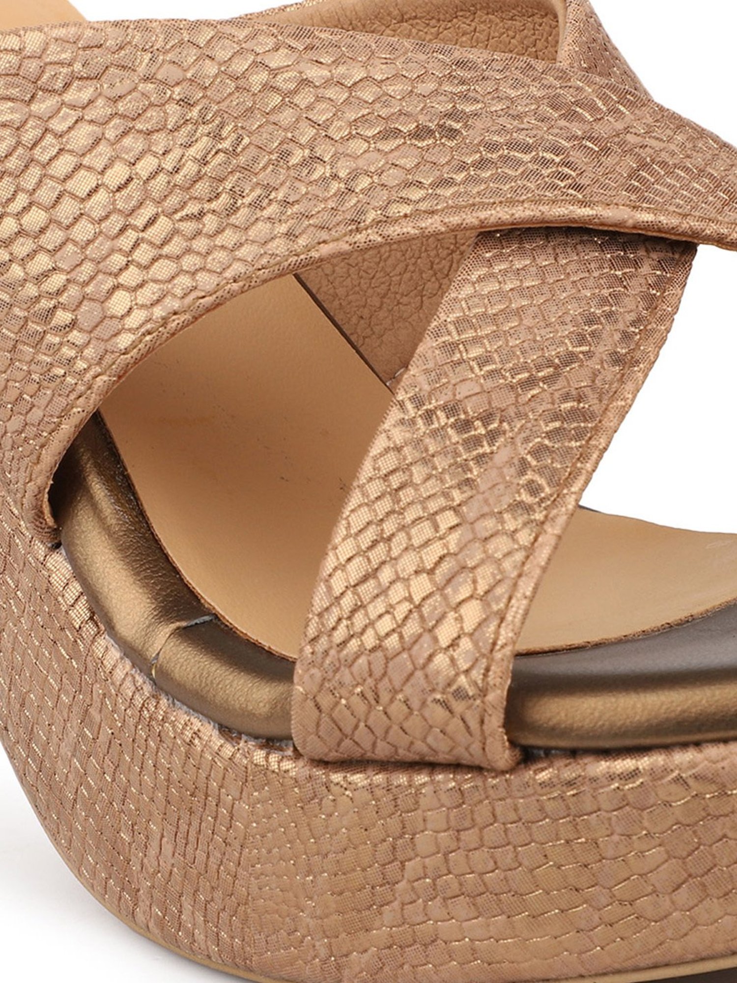 Inc.5 Women's Antique Gold Cross Strap Stilettos