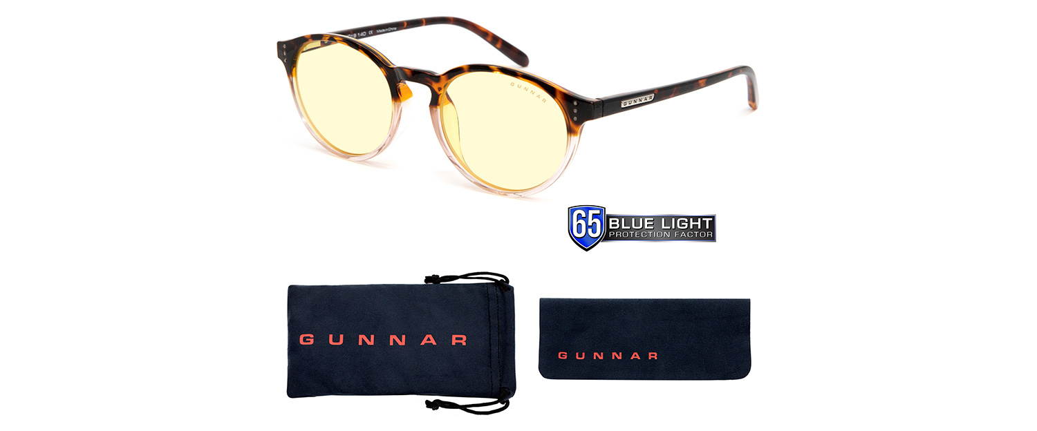 gaming glasses | blue light blocking glasses | attache/tortoise/rose fade by gunnar | 65% blue light protection, 100% uv light, antireflective to protect & reduce eye strain & dryness