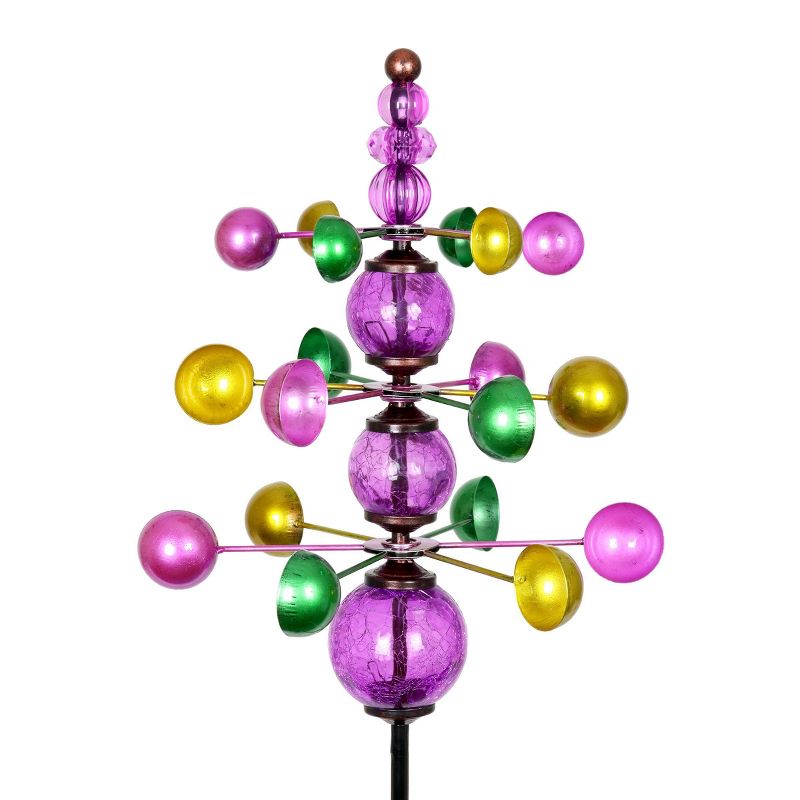 48" Metal Triple Wind Spinner Stake Purple - Exhart