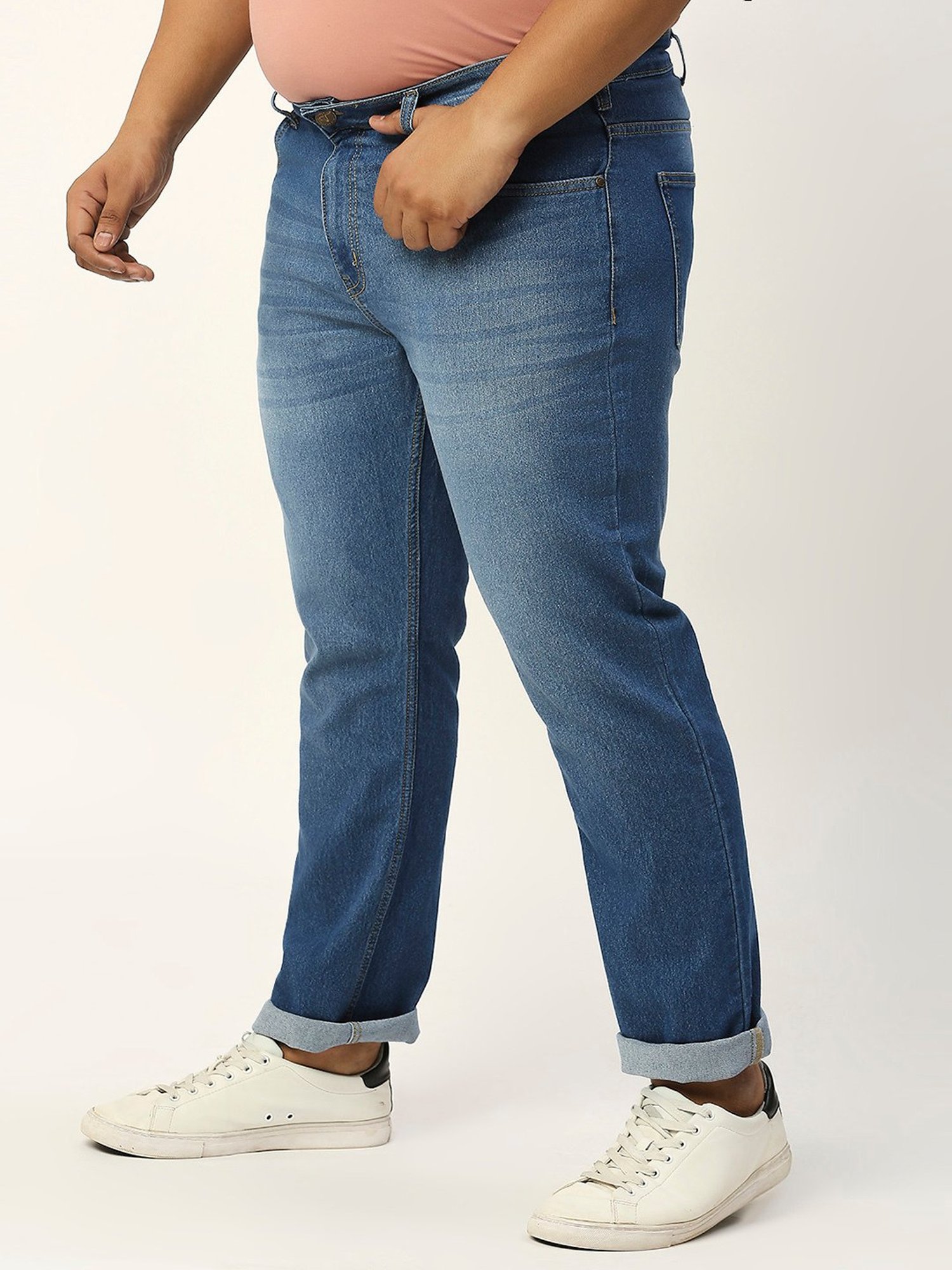 Thomas Scott Blue Slim Fit Heavily Washed Plus Size Jeans