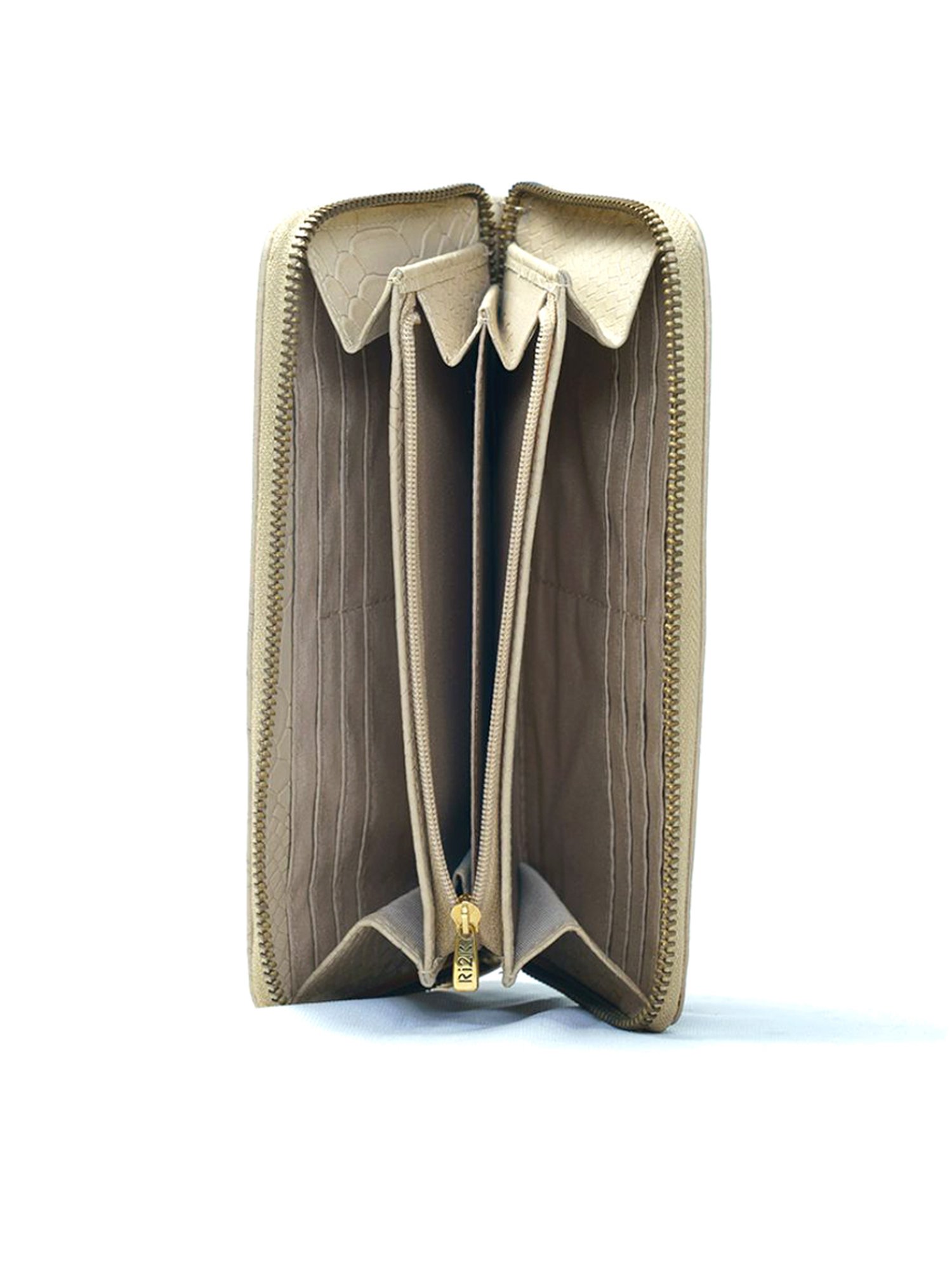 RI2K London Beige Leather Animal Effect Zip around Wallet