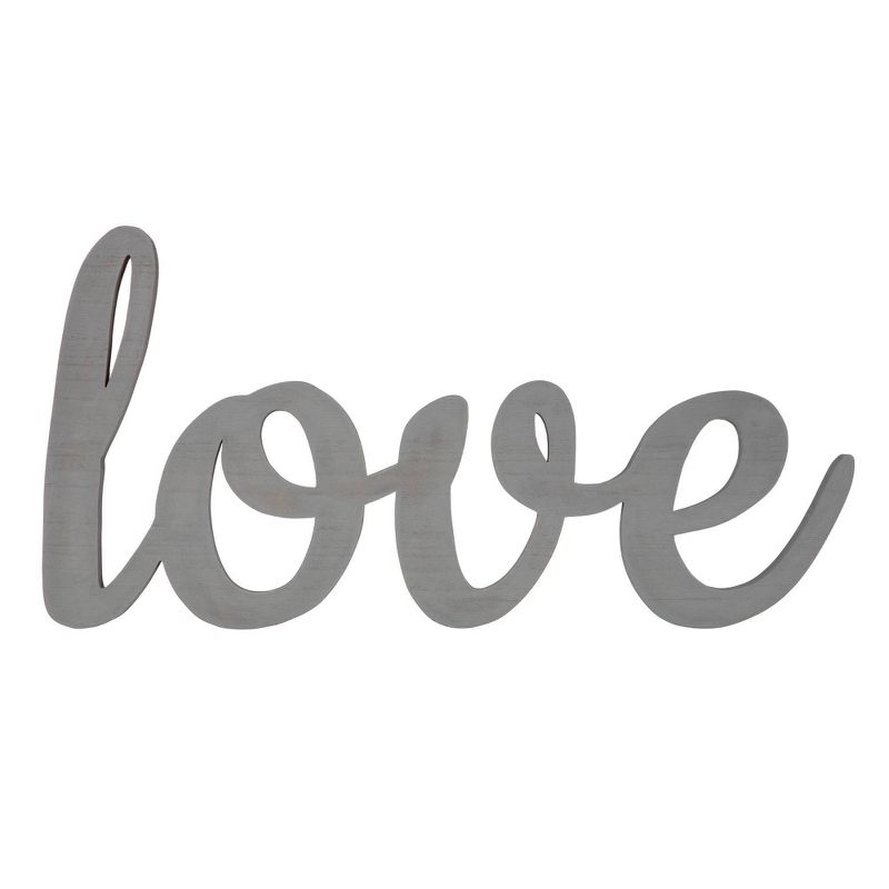 Large Script 'Love' Wood Cute Out Word Wall Decor Gray - Patton Wall Decor