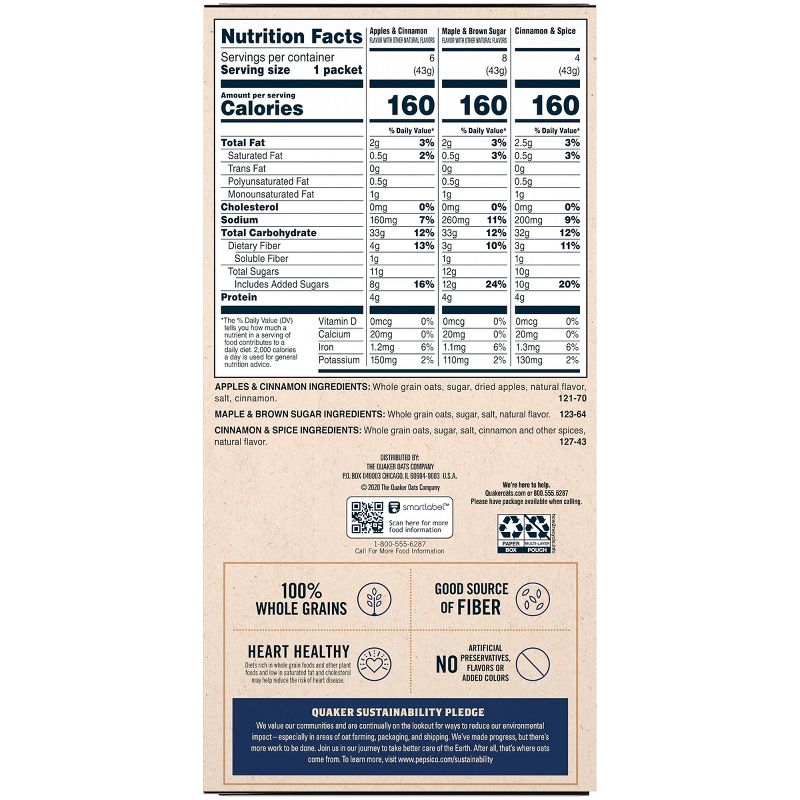 Quaker Flavor Variety Instant Oatmeal 18 pk