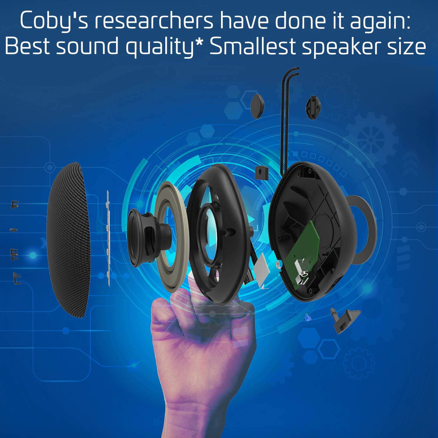 Coby True Wireless Bluetooth Speaker w/Mic | Loud HD Sound | IPX5 Waterproof for Camping, Shower, Travel, Beach Listening |12 Hours of Music | Compact, Portable, and Rechargeable (Black)