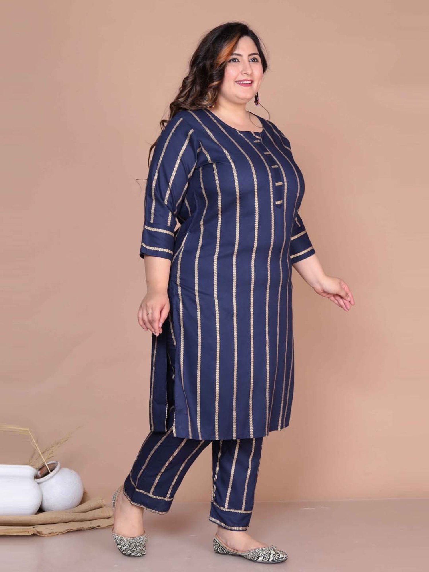 Miravan Blue Printed Kurta Pant Set