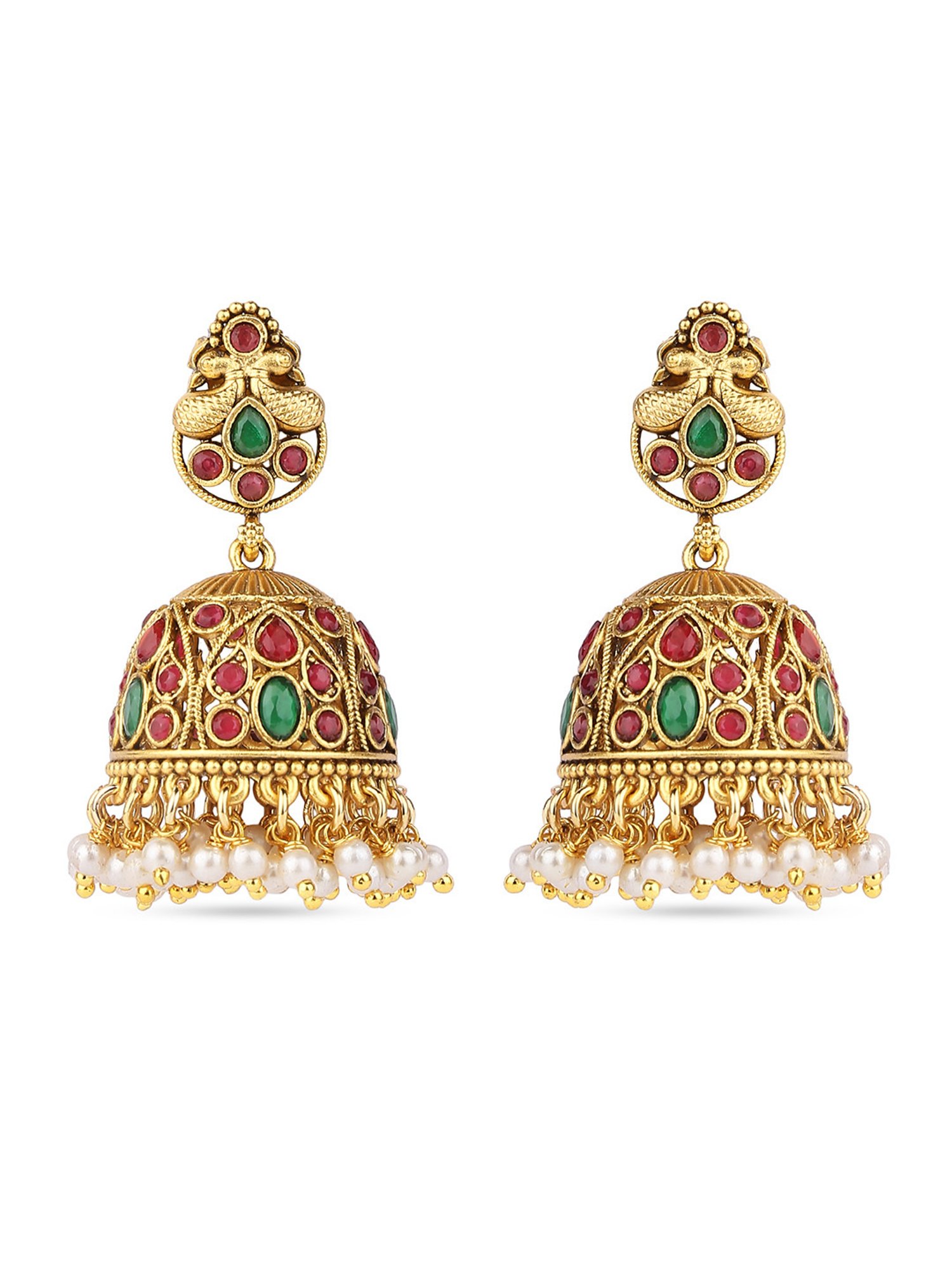 Fida Peacock Multi Jhumki Earrings