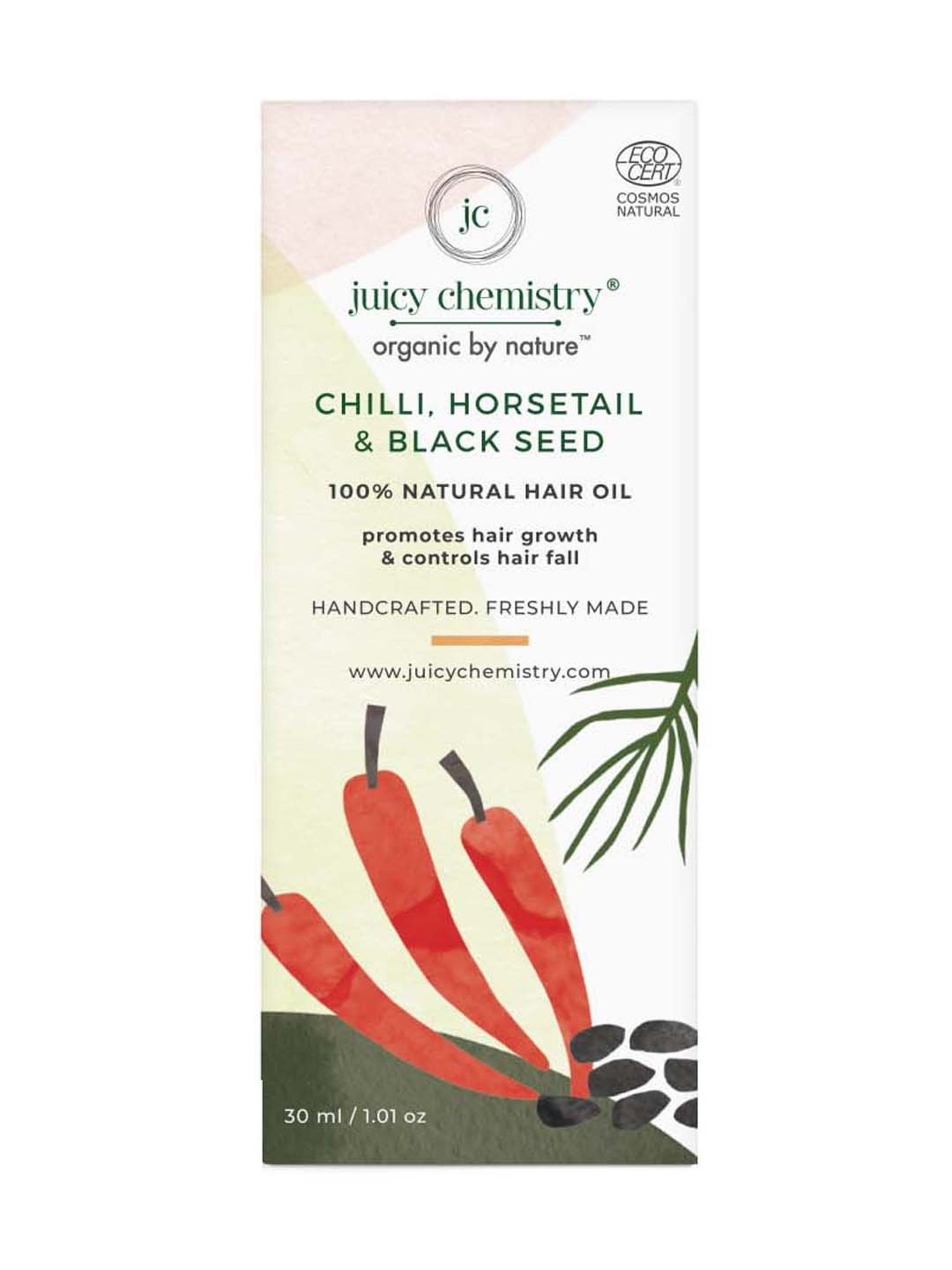 Juicy Chemistry Organic Chilly Horsetail & Black Seed Hair Oil - 30 ml