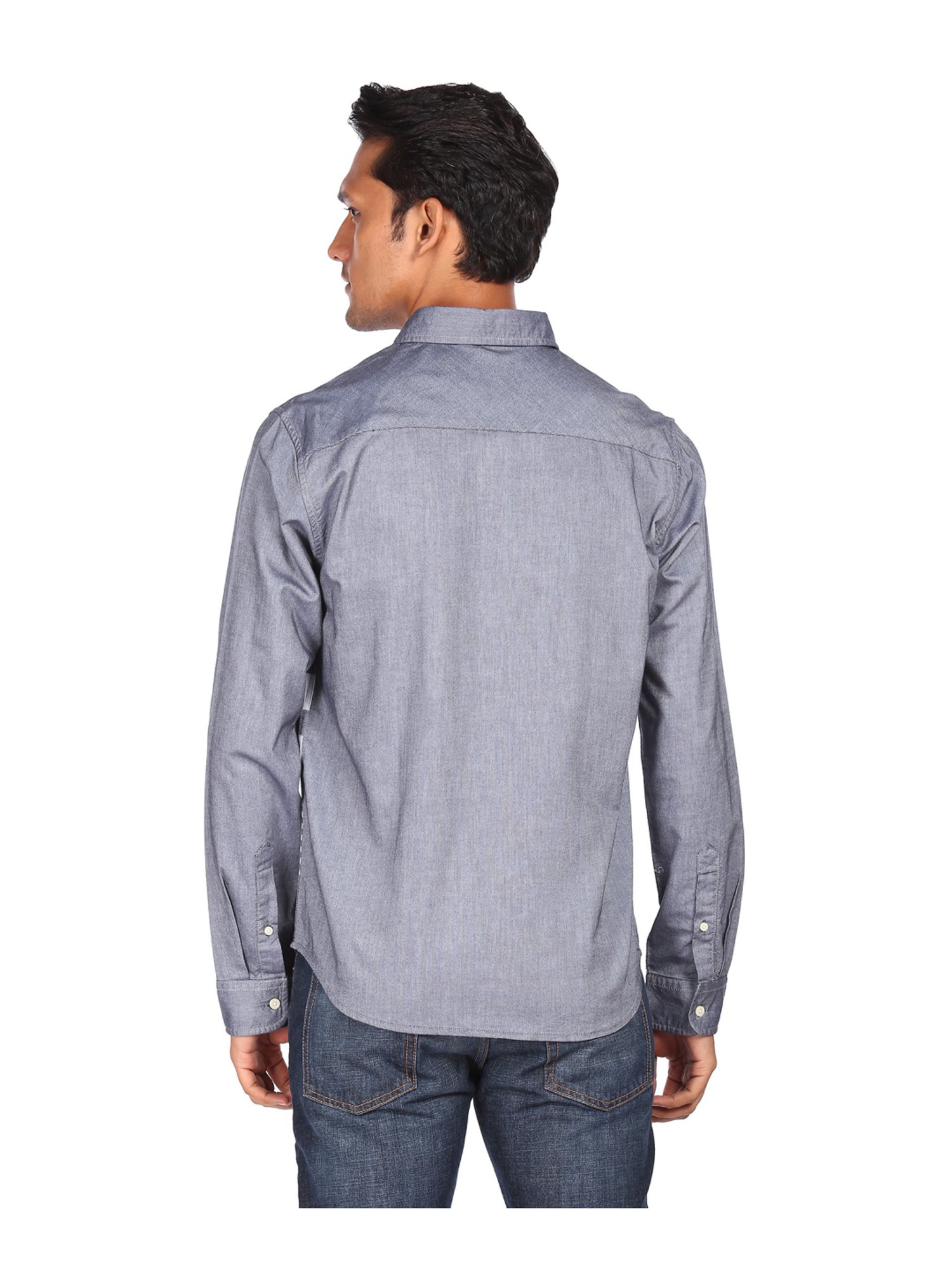 Aeropostale Blue Cotton Regular Fit Striped Shirt