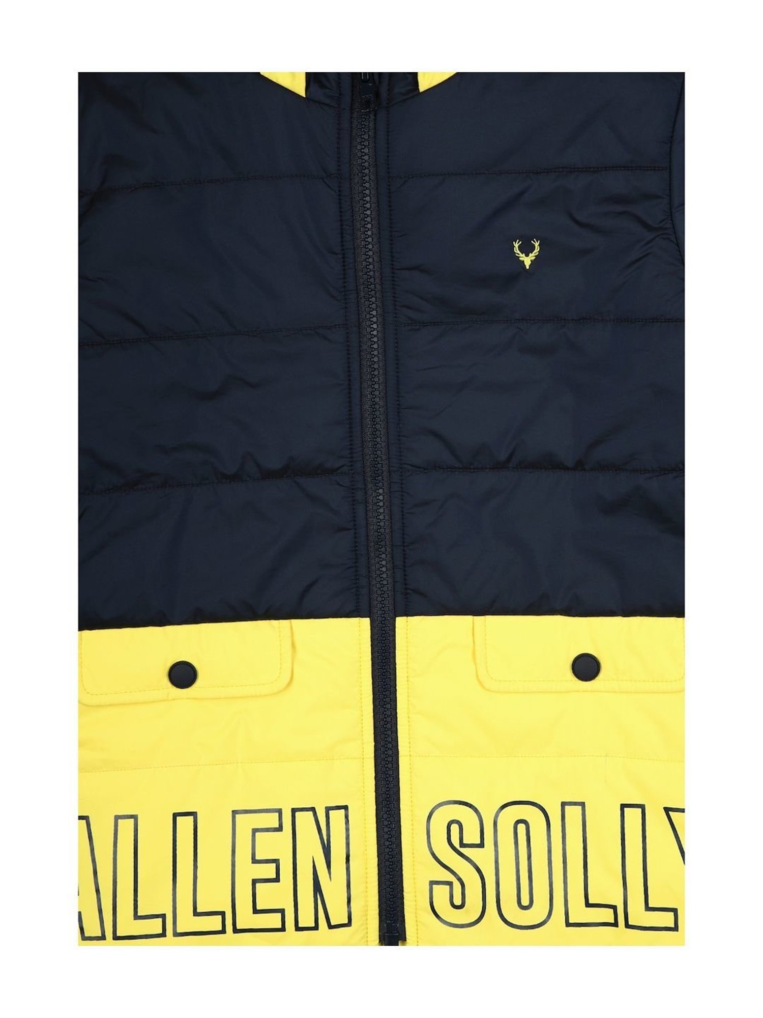 Allen Solly Junior Blue & Yellow Color Block Full Sleeves Jacket