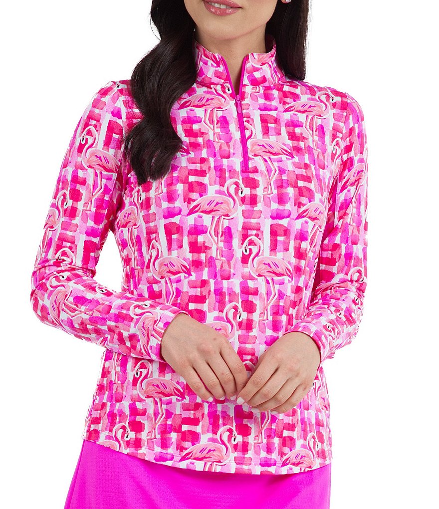 IBKUL Elsa Print Long Sleeve Mock Neck Top