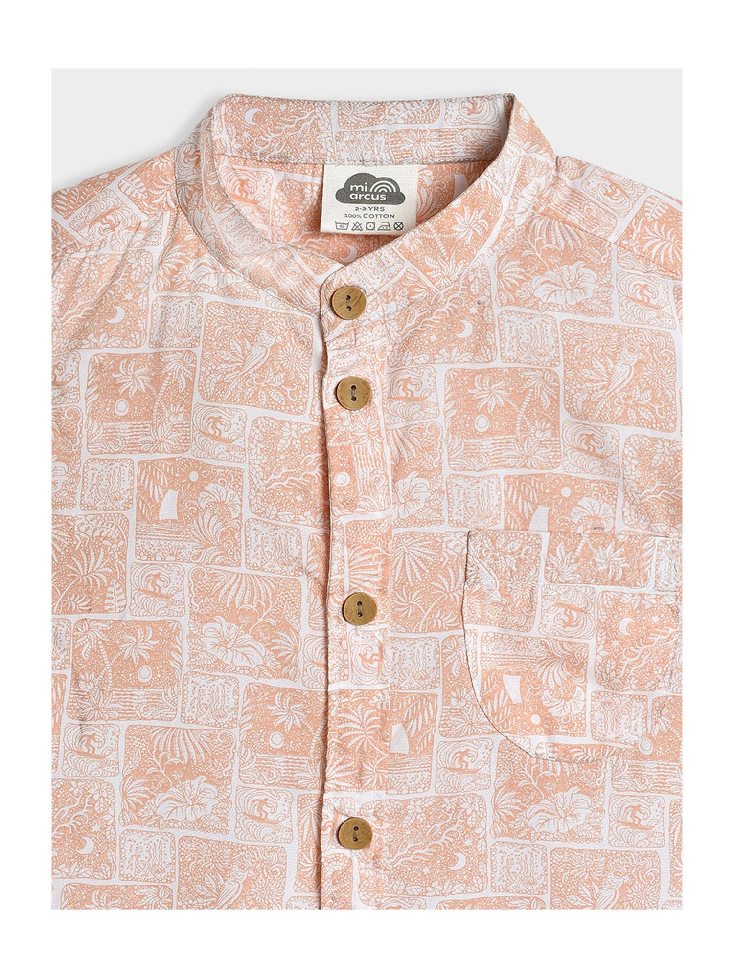 MiArcus Kids Peach Printed Shirt