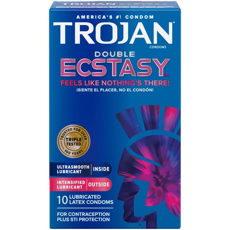 Trojan Double Ecstasy Lubricated Condoms - 10ct