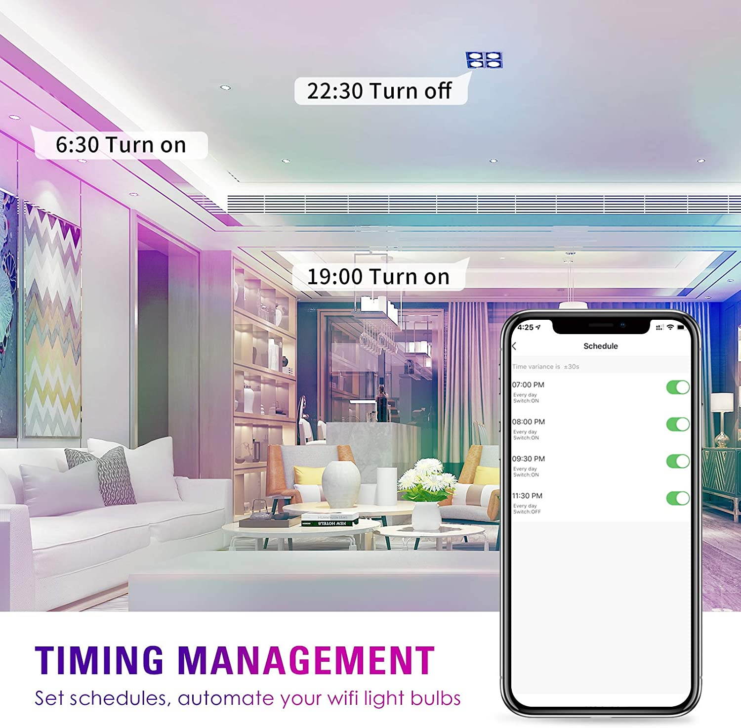 GU10 Smart Spot Light Bulbs, Compatible with Alexa, Google Home & SmartThings, 5W Wi-Fi LED Tunable Color + White Track Light, No Hub Required, 4Pack