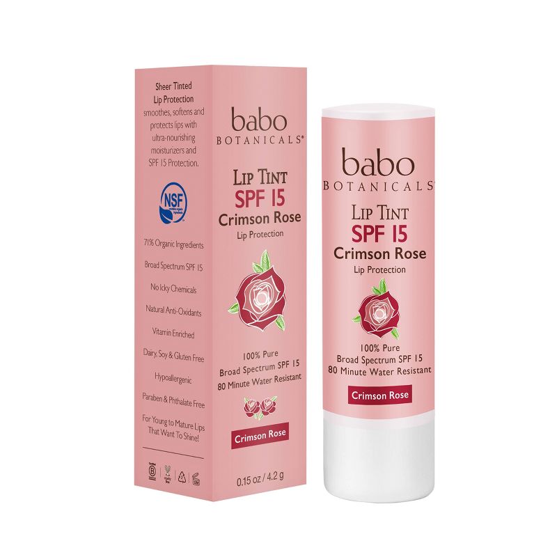 Babo SPF 15 Lip Tint Conditioner - Crimson Rose - .15oz