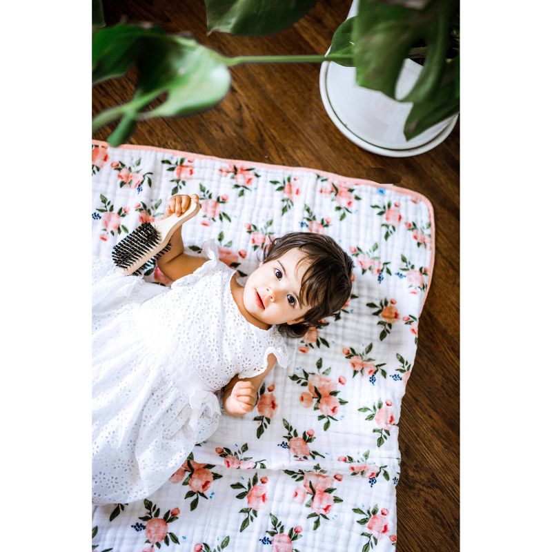 Touched by Nature Baby Organic Cotton Muslin Tranquility Blanket, Blue Elephant, One Size