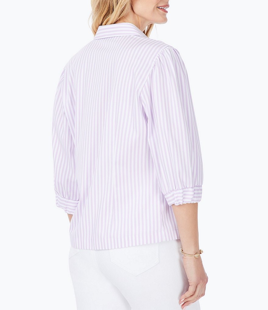 Foxcroft 3/4 Sleeve Lavender Stripe Blouse