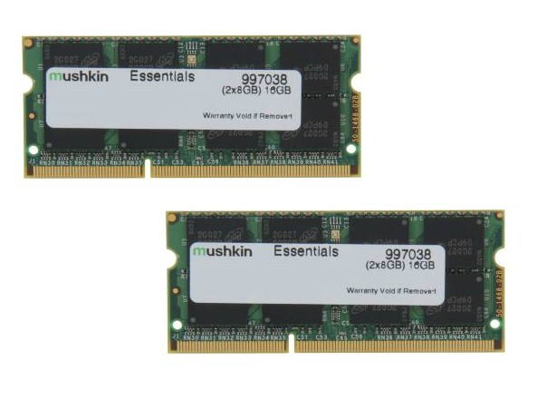 Mushkin Enhanced 16GB (2 x 8G) Essentials DDR3 PC3L-12800 1600MHz 204-Pin  Laptop Memory Model 997038