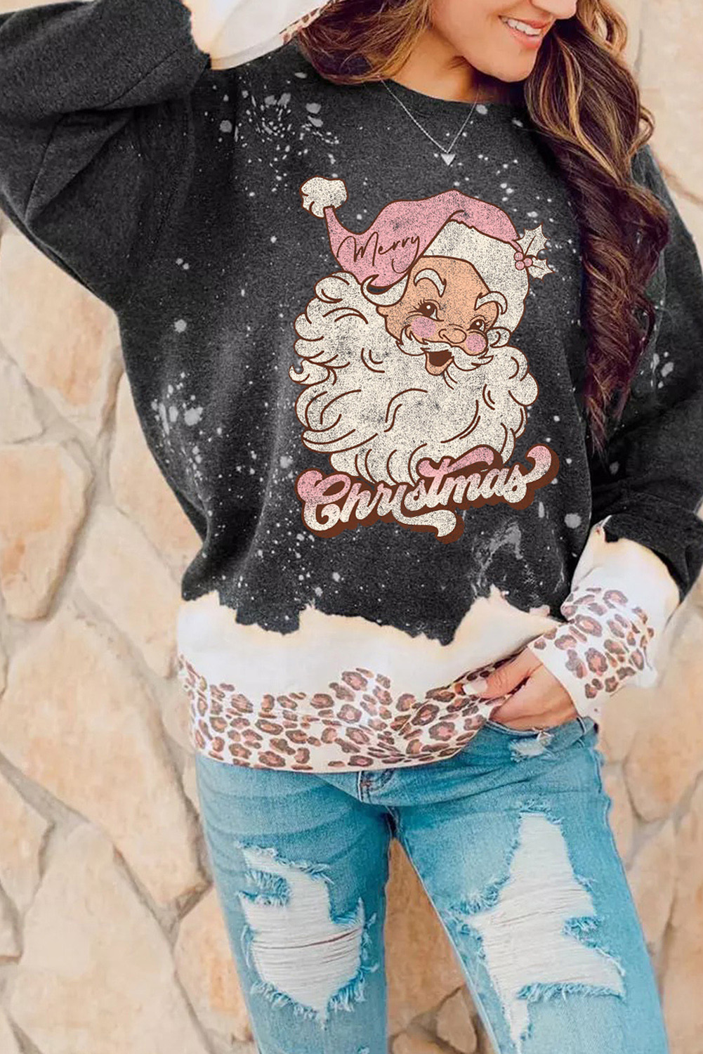 Racing Red Christmas Candy Cane Print Plus Size Sweatshirt