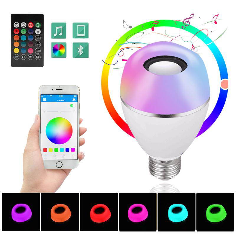 Smart Music LED Bulb RGB Light Wireless Bluetooth Audio Speaker Music Playing Dimmable Lamp with APP Remote Control