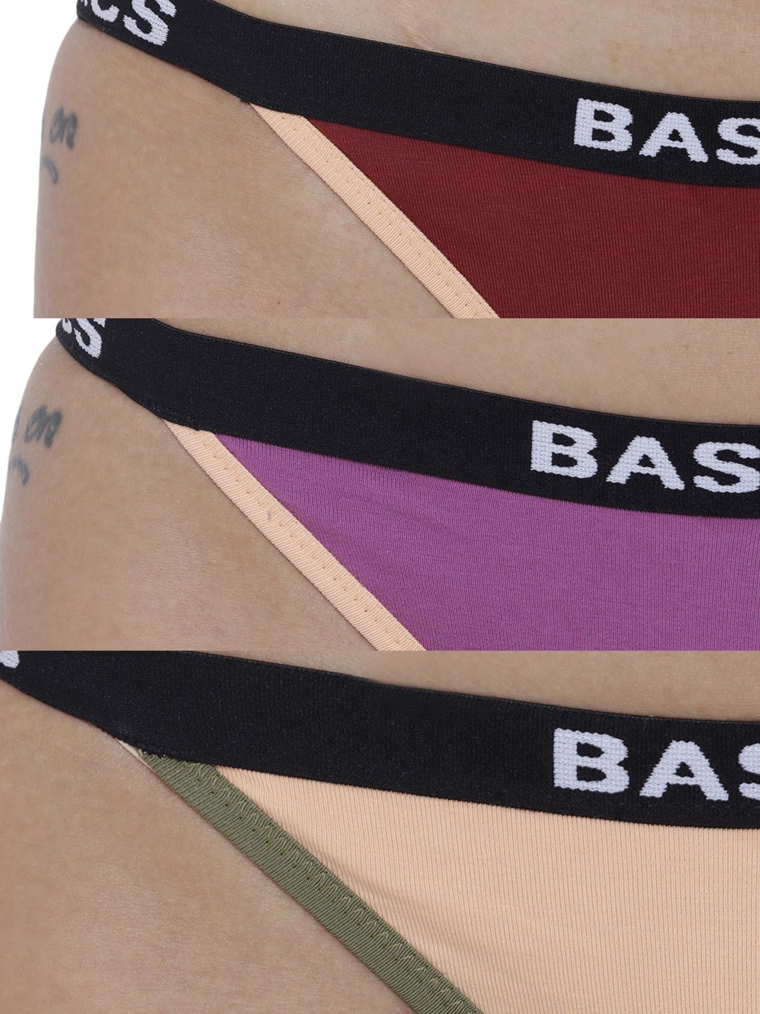 BASIICS by La Intimo Multicolor Cotton Bikini Panty ( Pack Of 3 )