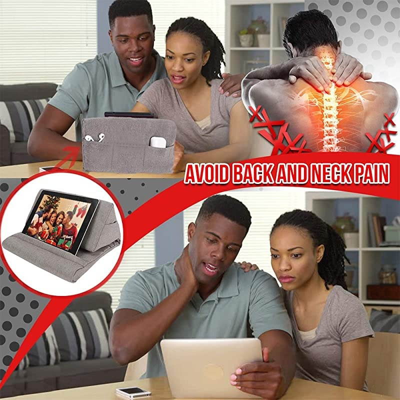 Pillow Stand Tablet Pillow Holder Soft Pillow Lap Stand for Tablet eReaders Mobile Phone Magazines Books Grey