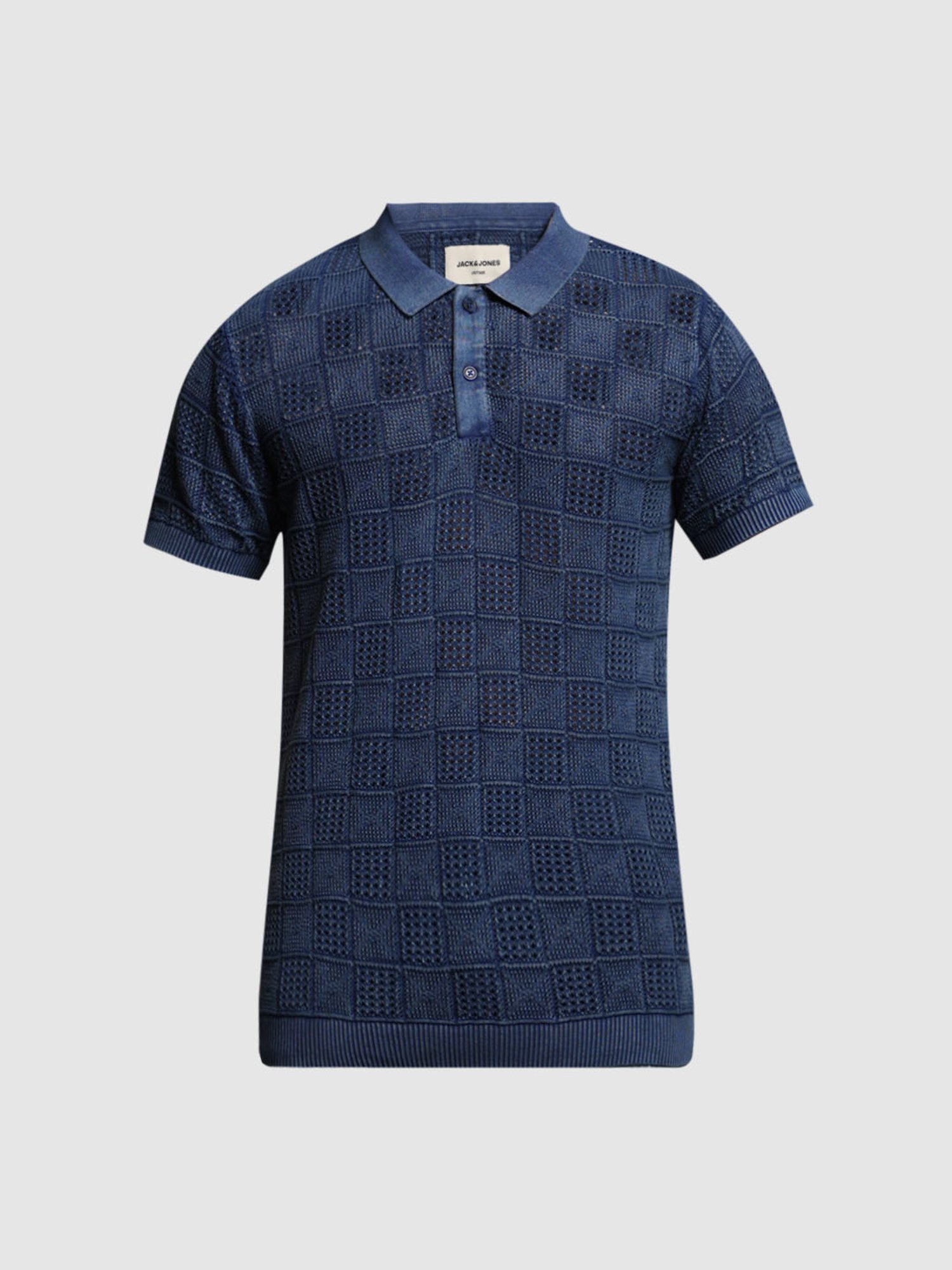 Jack & Jones Insignia Blue Cotton Regular Fit Jacquard T-Shirt