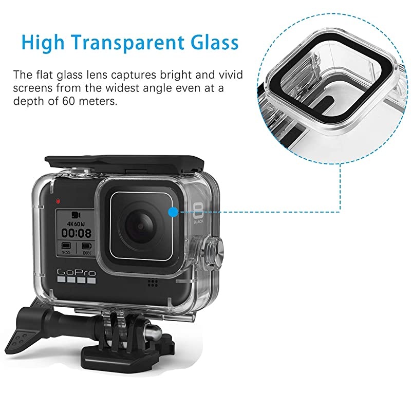 Waterproof Case for GoPro Hero 8 Accessories Housing Case Diving Protective Housing Shell 60M for Go Pro Hero 8 Action Camera with Bracket Accessory
