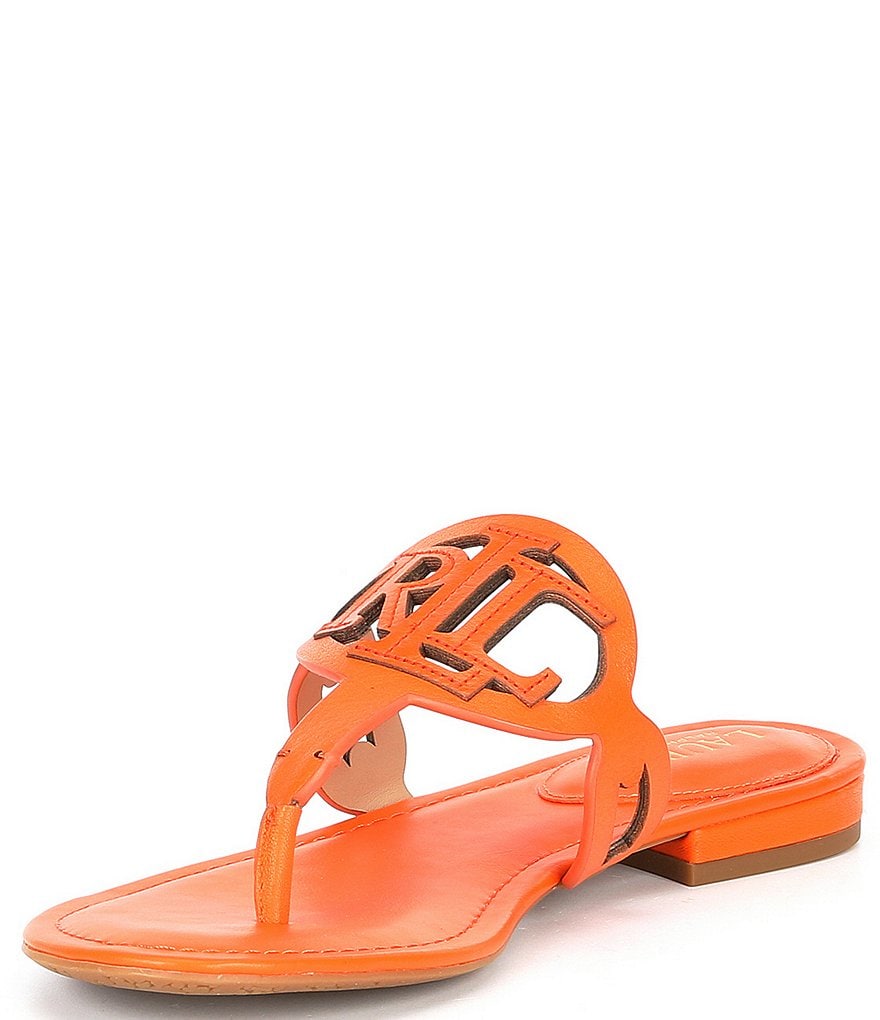 Lauren Ralph Lauren Audrie Leather Logo Thong Sandals