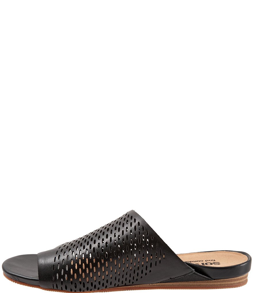 Softwalk Corsica II Perforated Leather Toe Ring Slide Sandals