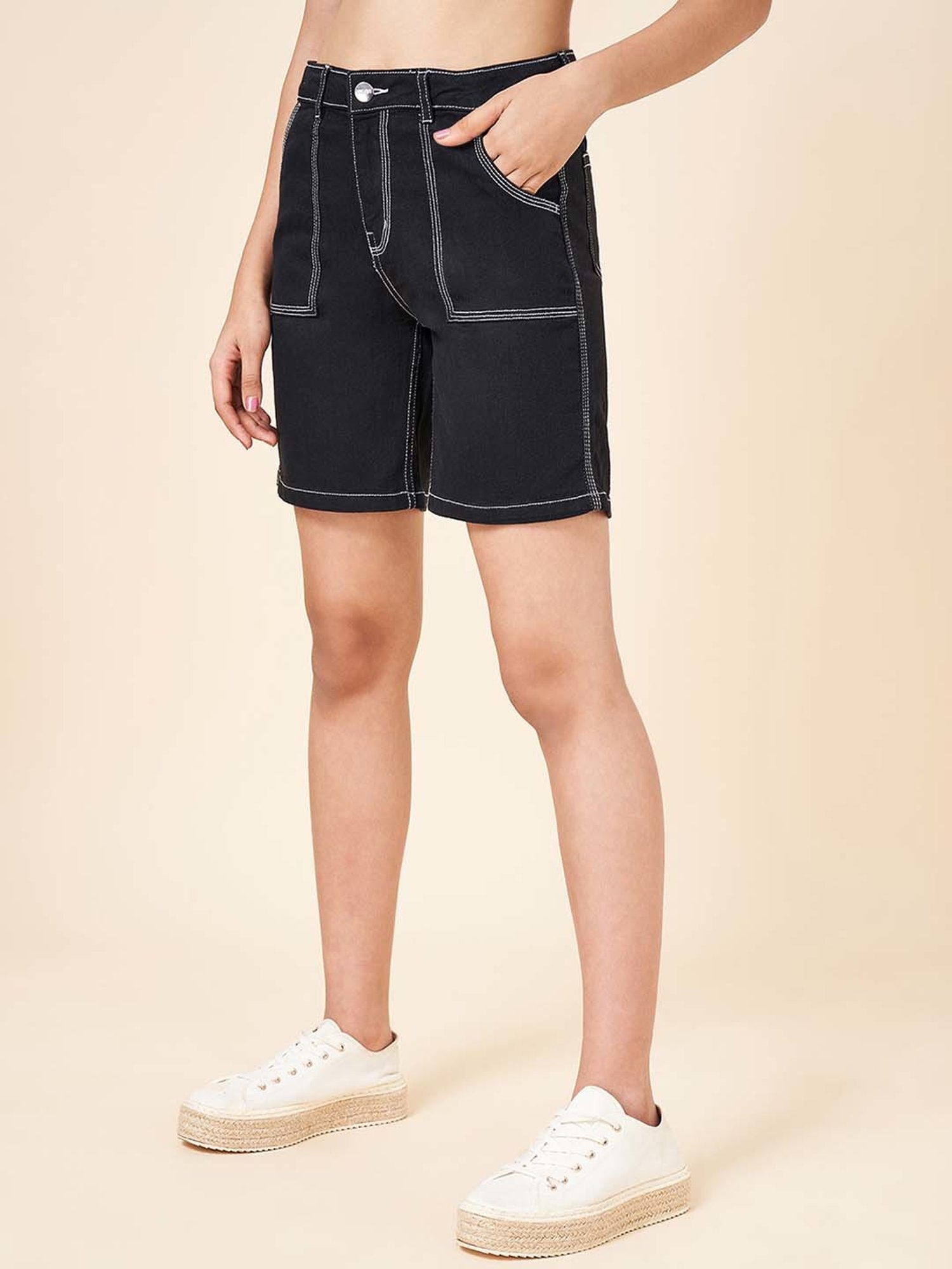 Coolsters by Pantaloons Kids Jet Black Cotton Regular Fit Shorts