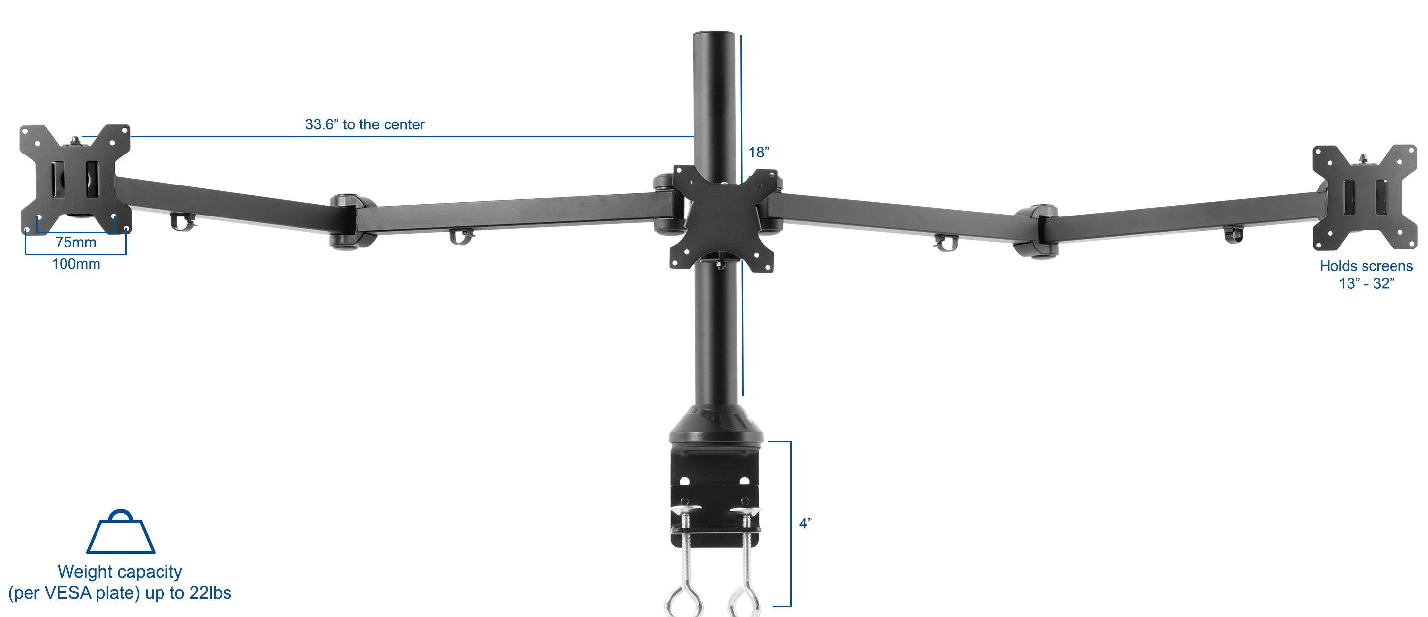 VIVO Triple Computer Monitor Desk Mount Stand Heavy Duty Fully Adjustable - fits Three (3) Screens upto 32" (STAND-V103)
