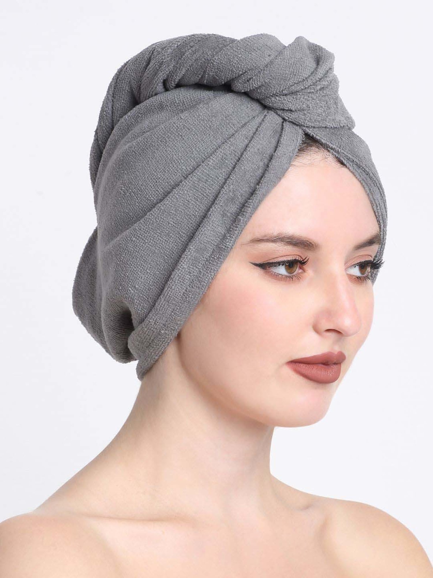 Creeva Luxury Charcoal Cotton 380 GSM Hair Wrap