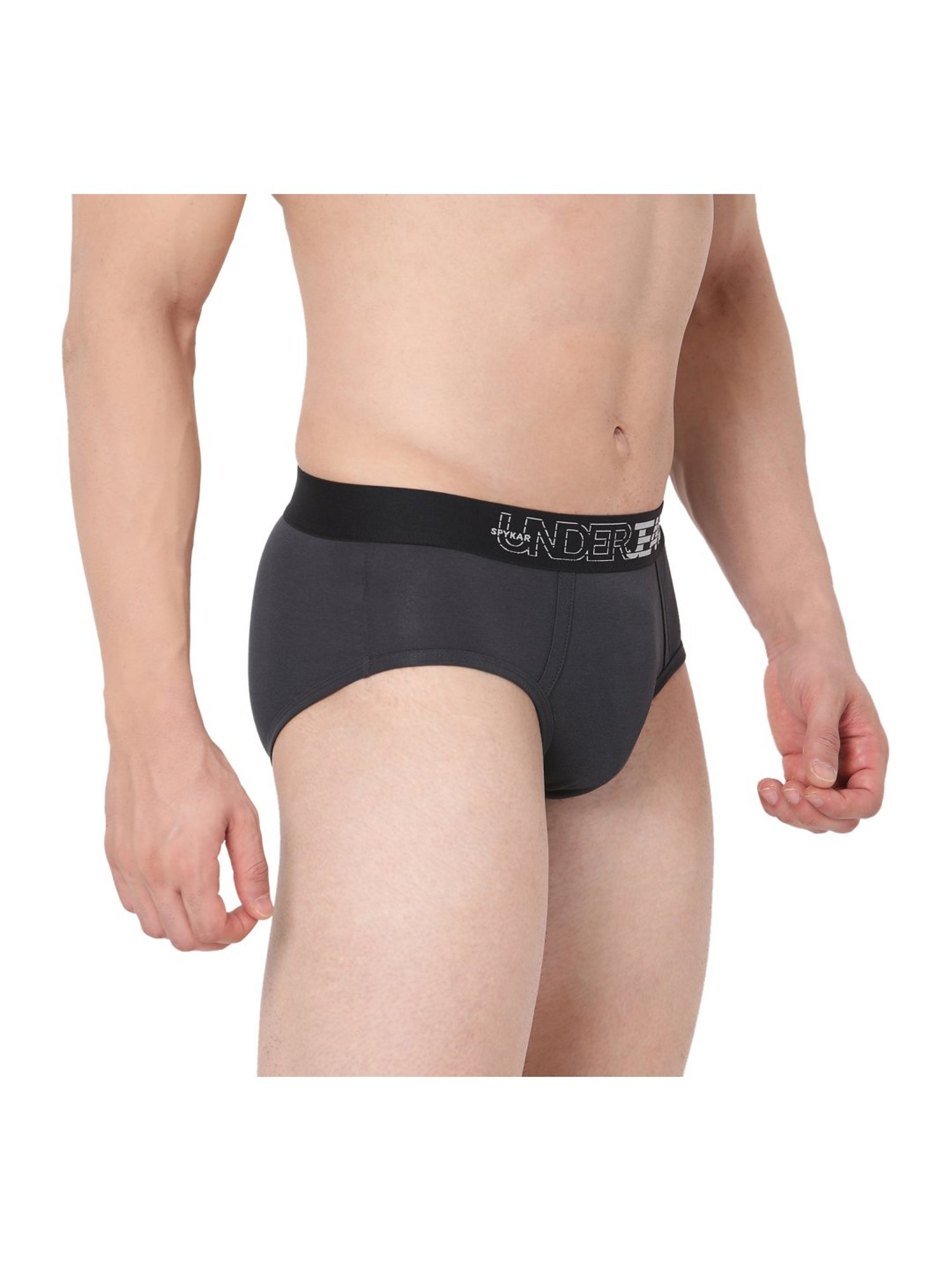 UnderJeans by Spykar Dark Grey Cotton Briefs