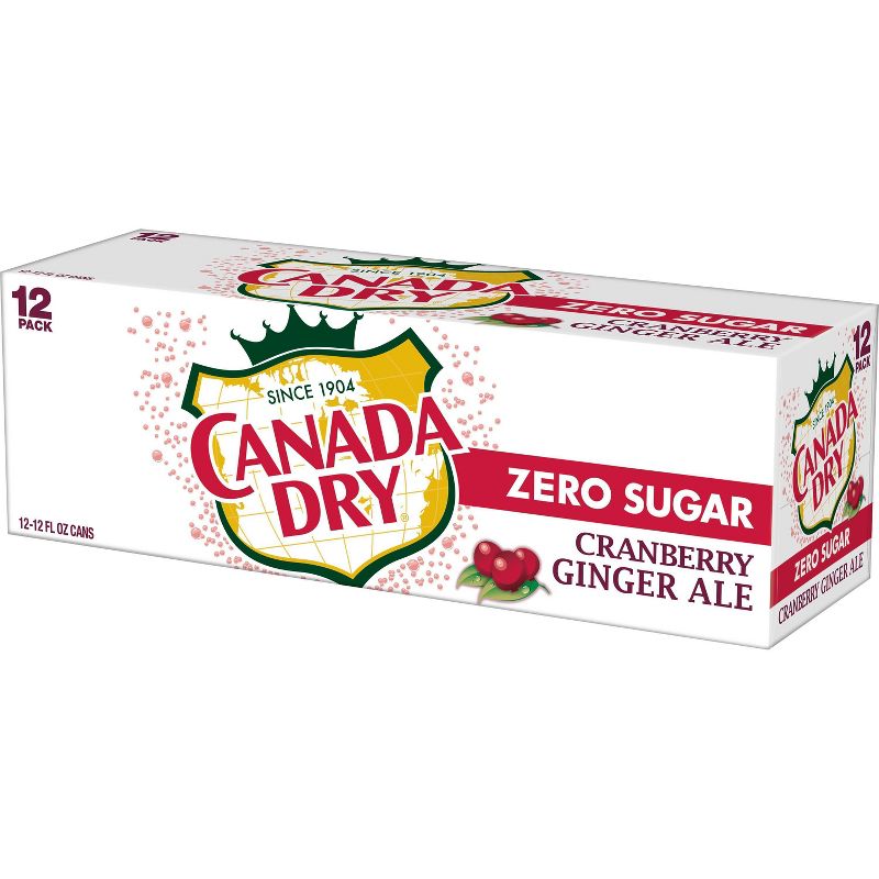 Canada Dry Zero Sugar Cranberry Ginger Ale Soda -12 fl oz cans, 12 pack