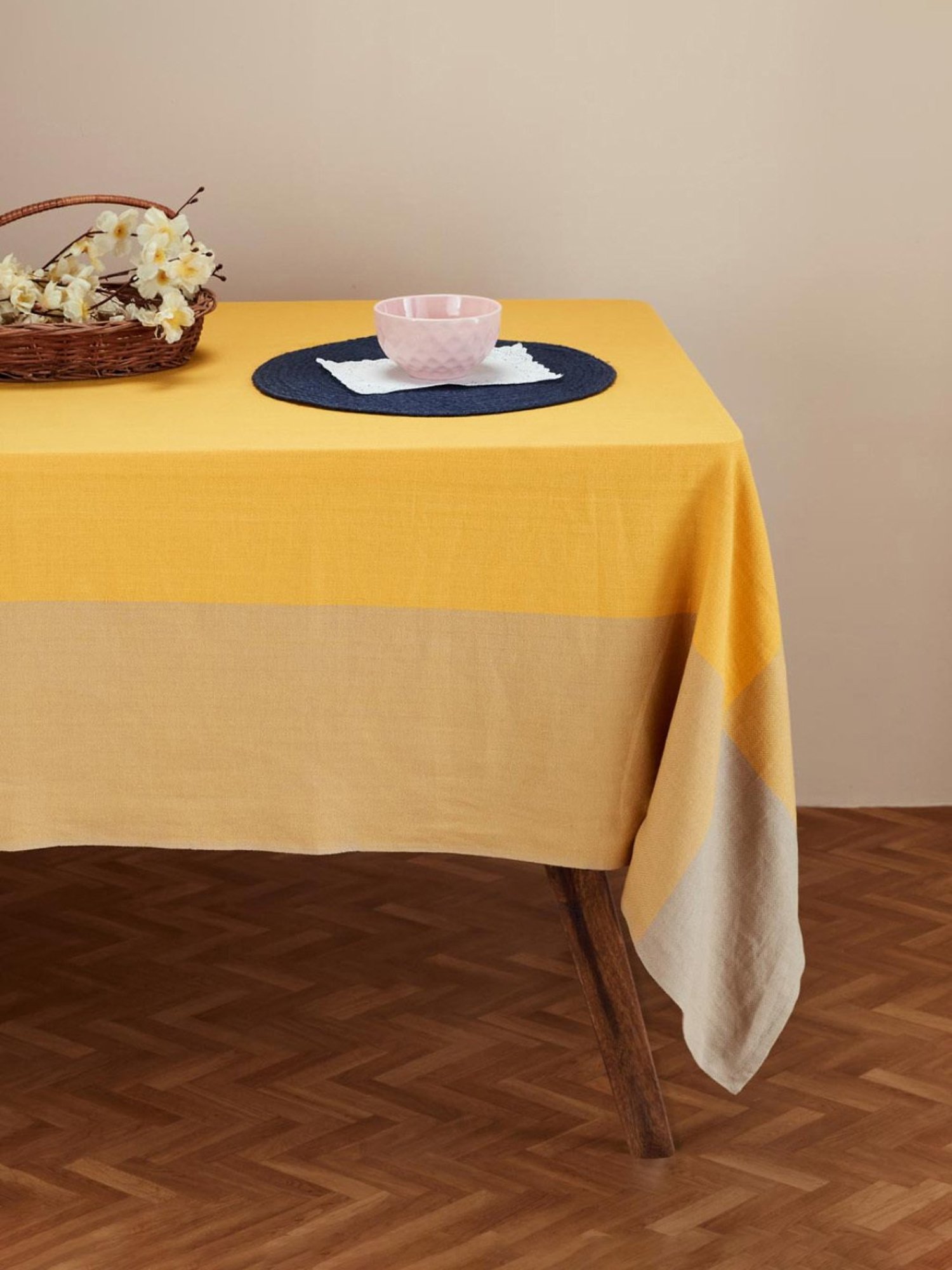 Fabindia Mustard Cotton 72 TC 200 GSM Adesh Table Cover - Set of 4