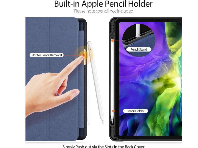 Leather Case for Pro 12.9 2020/2018,Trifold Smart Case with Auto Sleep/Wake,Slim Cover with Stand Pen Holder Soft TPU Back Cover,Support wireless Charging