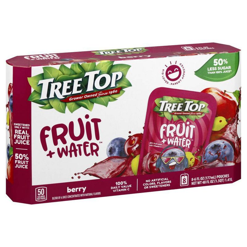 Tree Top Fruit + Water Berry - 8pk/6 fl oz Pouches