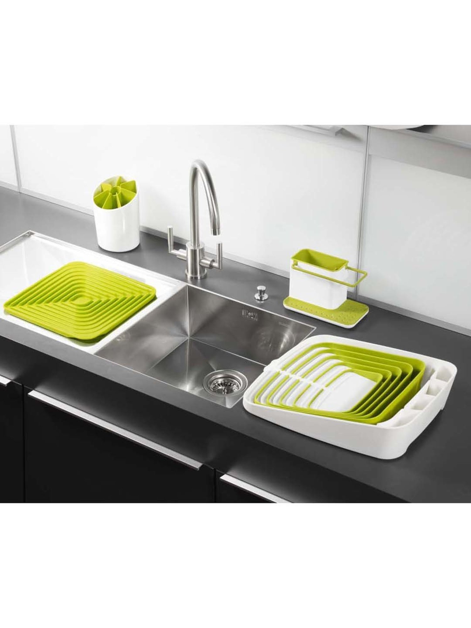 Joseph Joseph Green & White Plastic 21 cm Caddy Sink Tidy - Set of 1