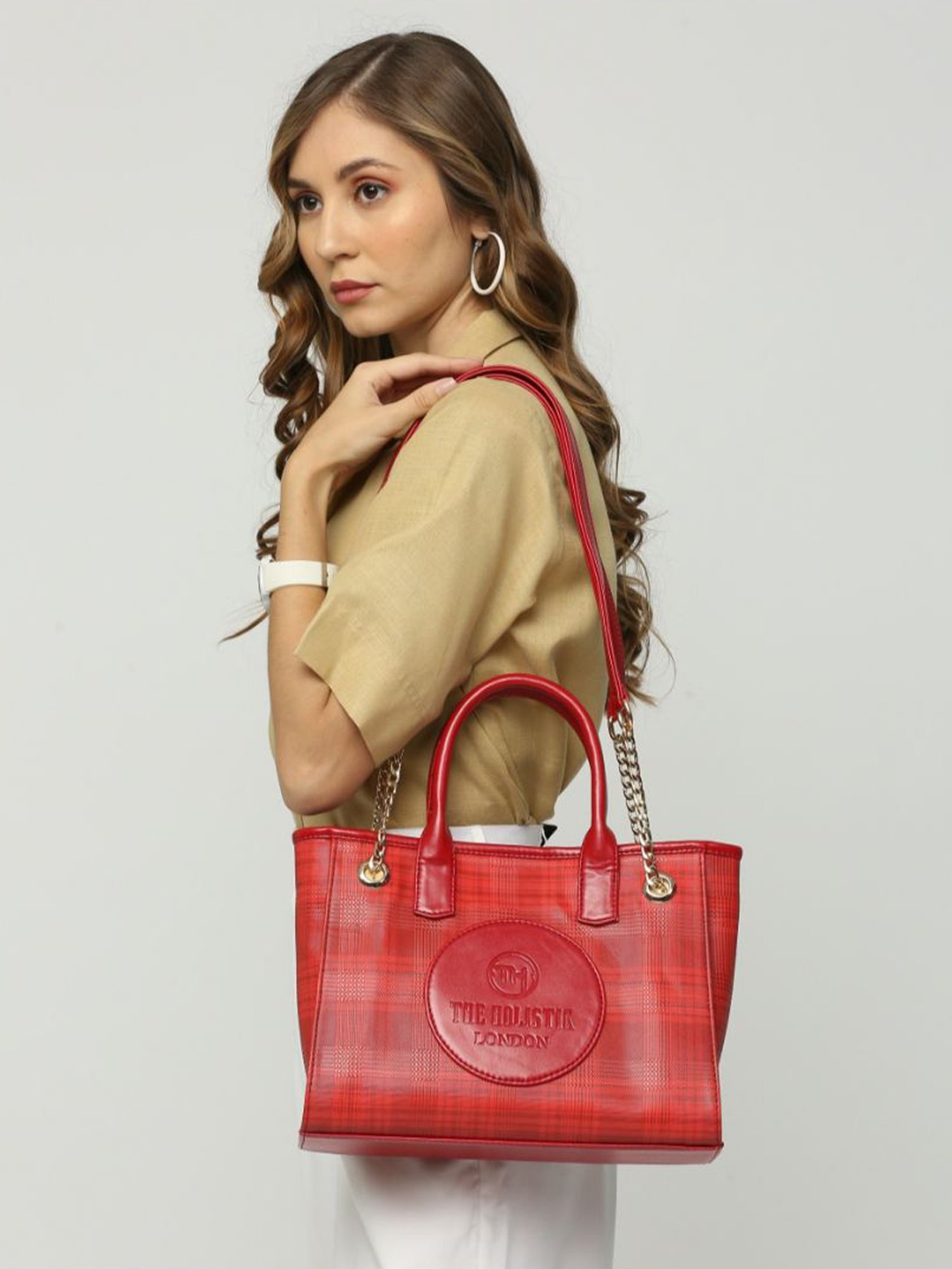 THE HOLISTIK Blossom Red Textured Medium Shoulder Bag