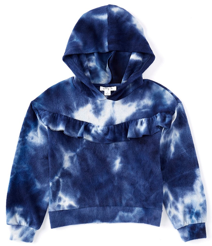 Ally B Big Girls 7-16 Ruffle Tie-Dye Pullover Hoodie