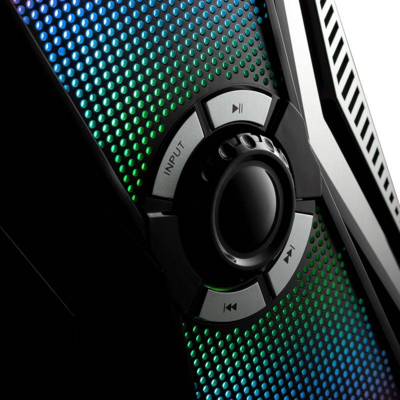 Frisby Audio 125 Watt Home Theater 5.1 Surround Sound Speaker System with Subwoofer, Bluetooth Wireless Streaming from Devices & Media Reader, RGB LED Pulse Lighting, Digital Optical Input &ndash; Black