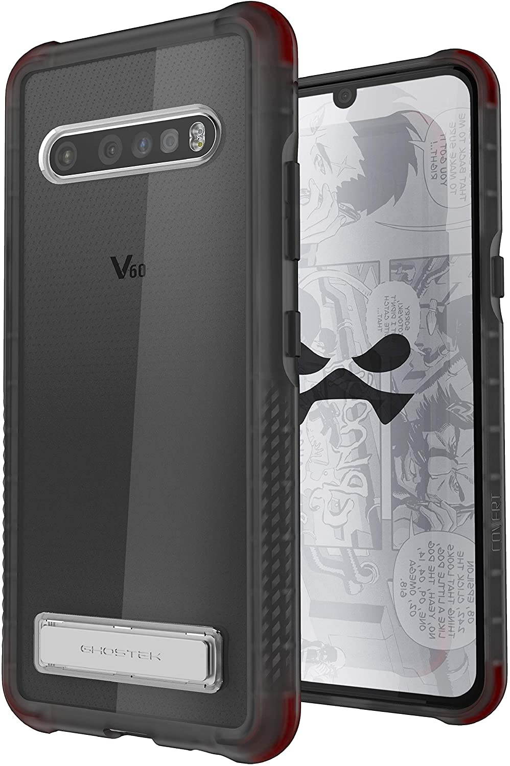 Ghostek Covert LG Velvet Case Clear with Kickstand and Grip Bumper Slim Phone Cover Ultra Thin Shockproof Design Heavy Duty Protection Wireless Charging for 2020 LG Velvet 5G (6.8 Inch) - (Smoke)