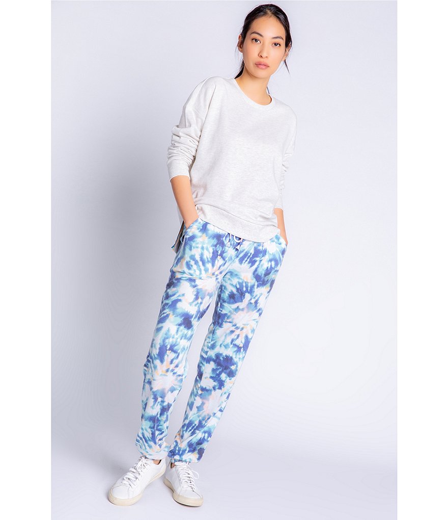 PJ Salvage Spiral Nights Tie-Dye Print Jersey Knit Jogger Coordinating Sleep Pants
