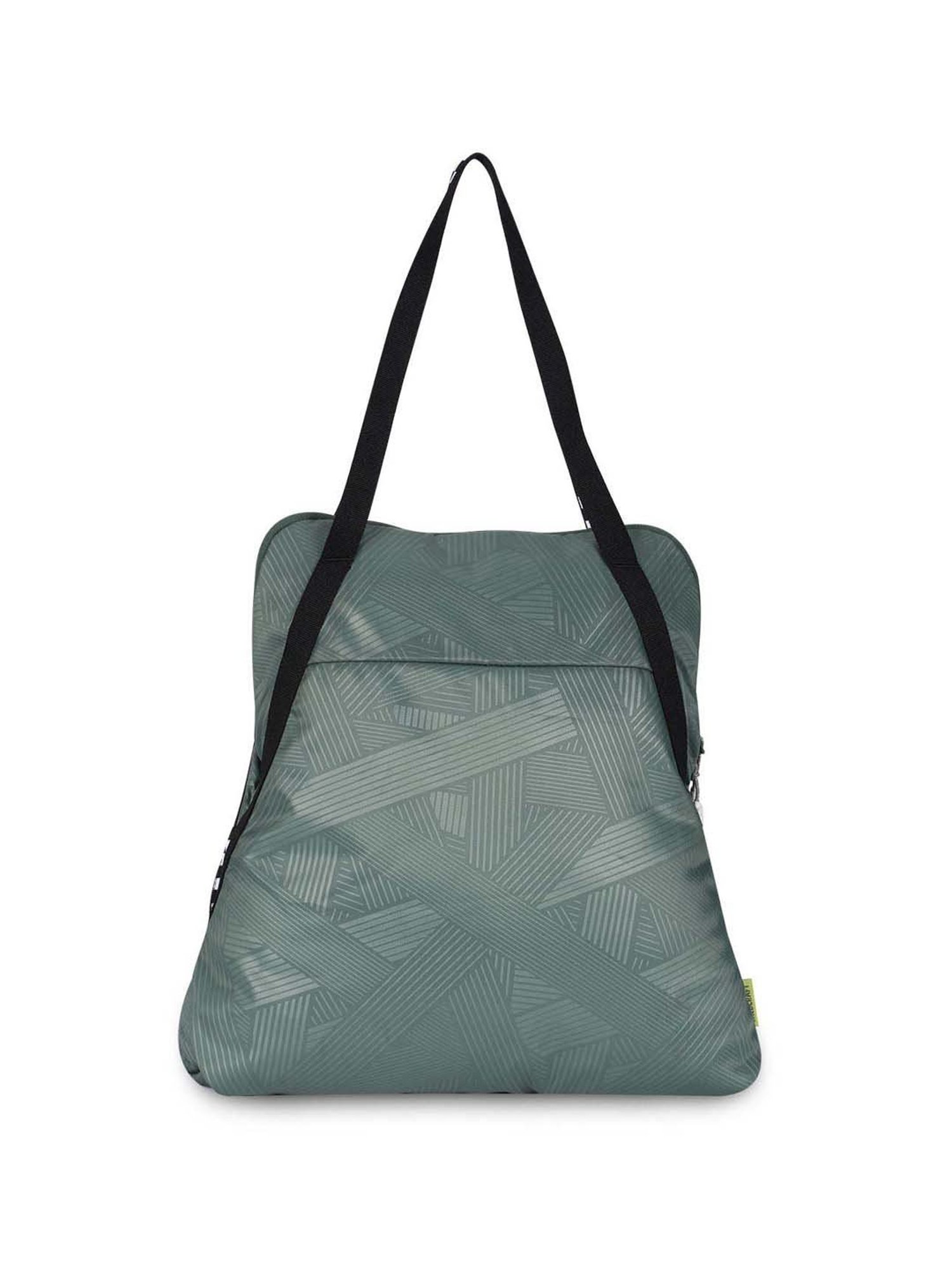 Wiki Bestie Green Striped Medium Tote Handbag