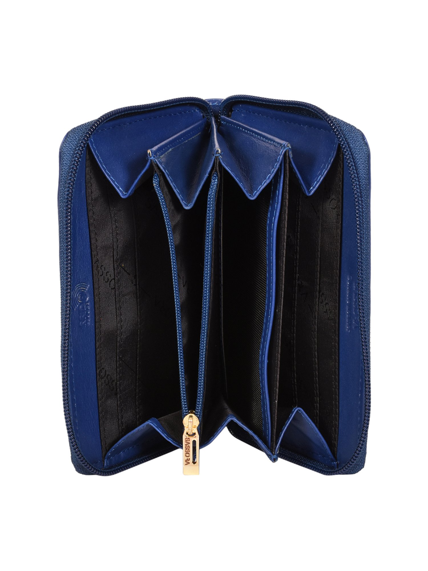 SASSORA Blue Solid Rfid Zip Around Wallet for Women