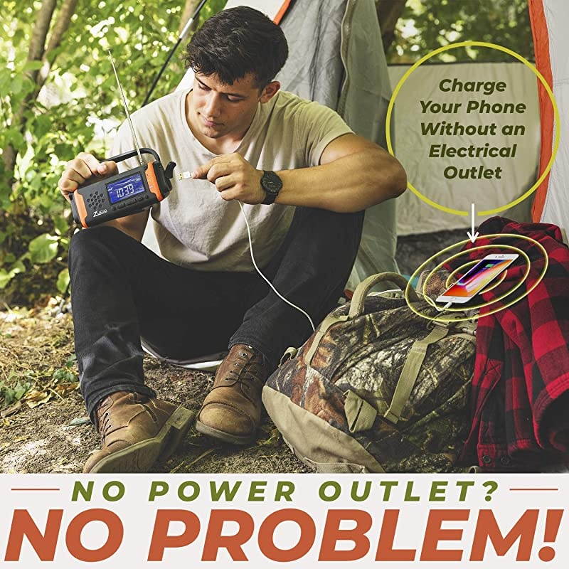 Radio with NOAA Weather Alert Hand Crank Solar Powered Hurricane Radio AM FM Weather Survival Radio with Battery Backup Flashlight Phone Charger SOS Alarm Bonus Survival Whistle