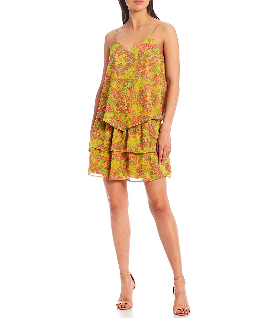 Julie Brown Tory Printed Sleeveless Coordinating V-Neck Tank