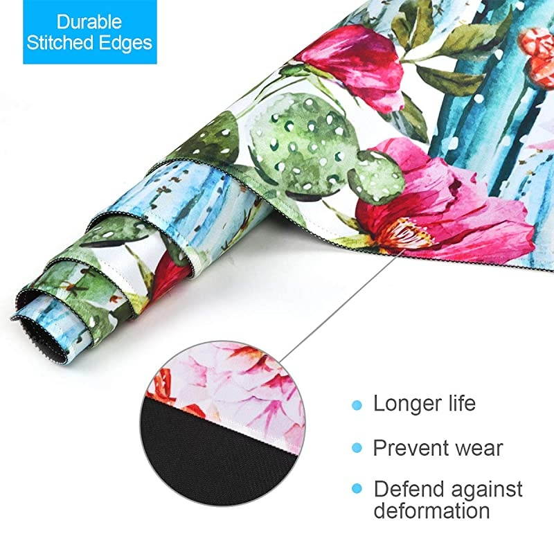 Desk Mat Extended Gaming Mouse Pad 354 x 157 XXL Keyboard Laptop Mousepad with Stitched Edges Non Slip Base WaterResistant Computer Desk Pad for Office and Home Cactus