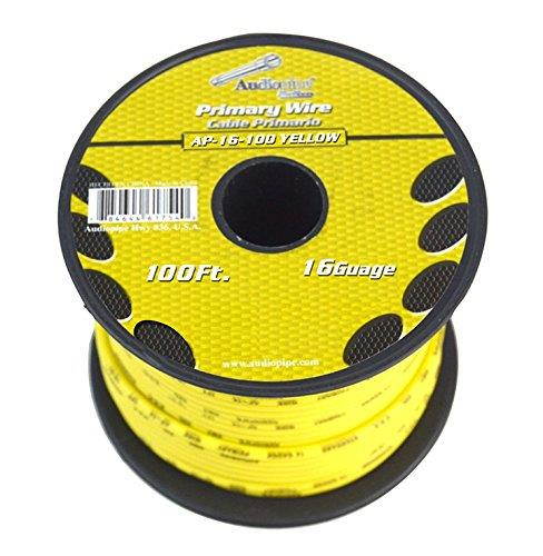 Audiopipe 100' Feet 16 GA Gauge AWG Yellow Primary Remote Wire Car Power Cable